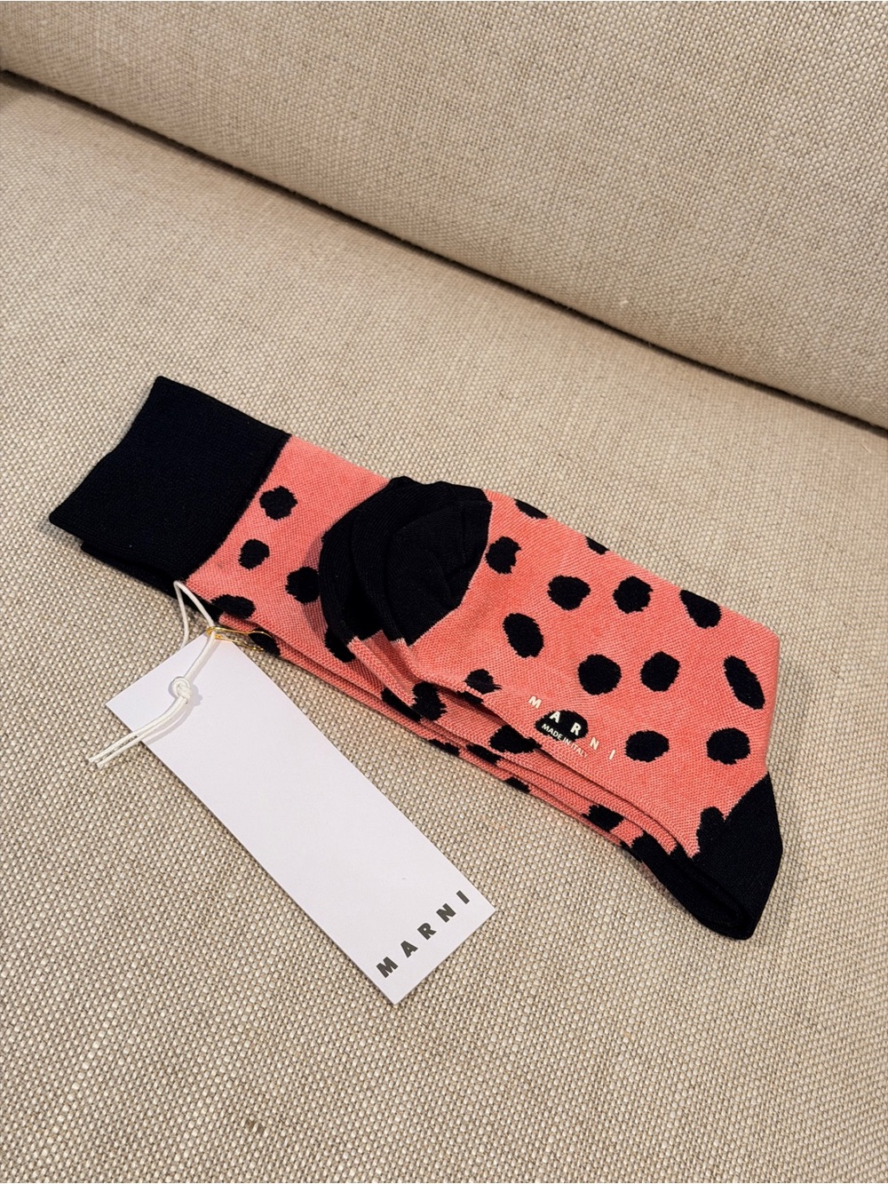 Marni Coral and Black Polka Dot Men's Socks